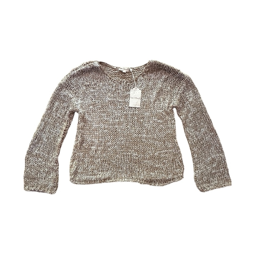 Hem & Thread  Summer/Fall 2024 Lightweight knit Sweater size Small in Beige NWT